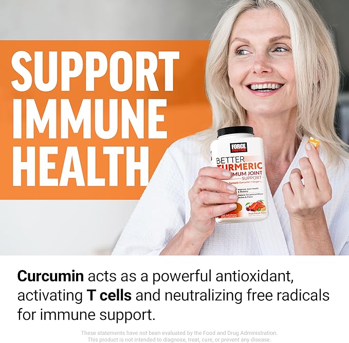 Force Factor Better Turmeric Maximum Joint Support, 1075mg Curcumin with Ginger to Support Mobility, Flexibility & Comfort, More Convenient Than Turmeric Gummies, Fruit Punch, 180 Soft Chews, 3-Pack