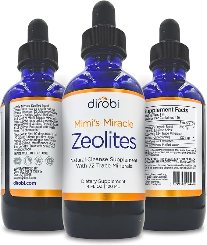 Mimi's Miracle Zeolites: Heavy Metal Detox Zeolite Supplement Drops with 70 Trace Minerals for Adults & Kids - Supports Cell Restoration, Immune & Digestive Tract Health (4 oz Bottle, 60 Day Supply)