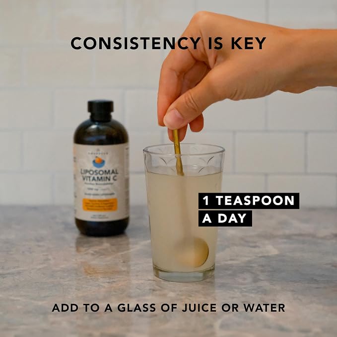 AMANDEAN Liposomal Vitamin C 1000mg. Liquid VIT C Supplement. Immune Support, Skin Health, Collagen Production. Fast Absorbing Antioxidant Delivery. Quali-C, Soy-Free, Vegan, Non-GMO.