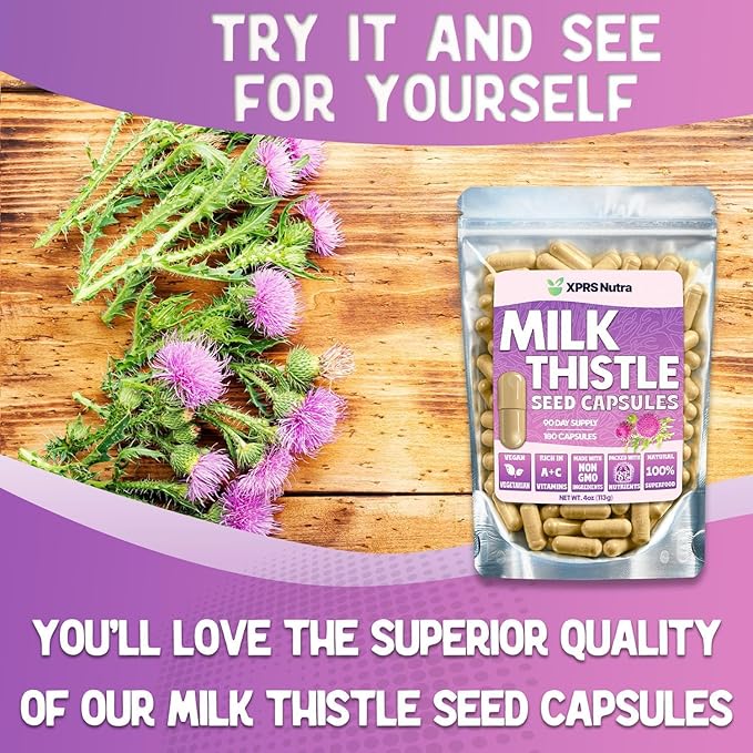 XPRS Nutra Milk Thistle Seed Capsules - 180 Count (3 Month Supply) Premium Milk Thistle Supplement Rich in Silymarin to Support the Liver and Digestion - Pure, Non-GMO Cardo Mariano Pills