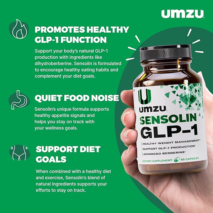 UMZU Sensolin GLP-1 Support Supplement – 30 Day Supply – with Dihydroberberine, Ceylon Cinnamon, Chromium & Biotin – Supports Metabolic Function, Focus & Energy Balance