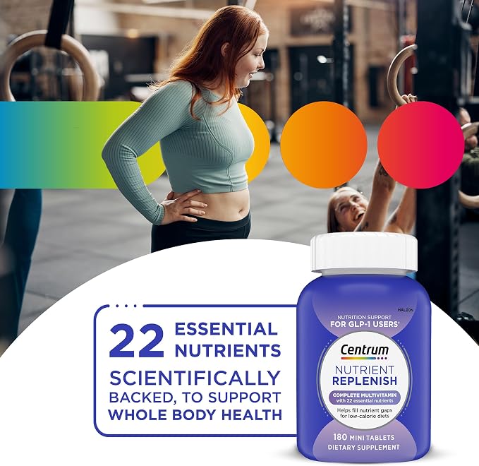 Centrum Nutrient Replenish GLP-1 Nutrition Support Multivitamin for Whole Body Health and Appearance - 180 Tablets, 6 Month Supply