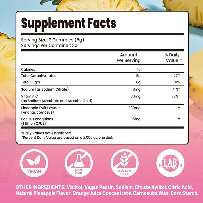 Pineapple Gummies for Women pH, 2 Pack, Premium Feminine Balance Gummies for Women | Boosts Body Health, pH Balance & Immune Support | Sugar Free, Vegan, Non-GMO, Gluten-Free