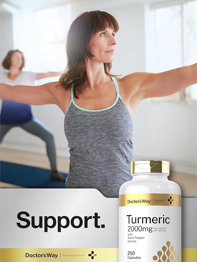 Doctor's Way Turmeric Curcumin Supplement | 250 Capsules | with Black Pepper Extract | 95% Curcuminoids | Non-GMO, Gluten Free Complex