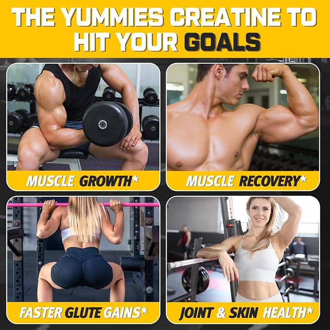 (180 Count) Creatine Monohydrate Gummies for Men & Women - Creatine Pre Workout Gummies for Muscle Builder, Muscle Strength, Recovery, Endurance, Energy, Creatine for Women & Men, Vegan, Mixed Berry