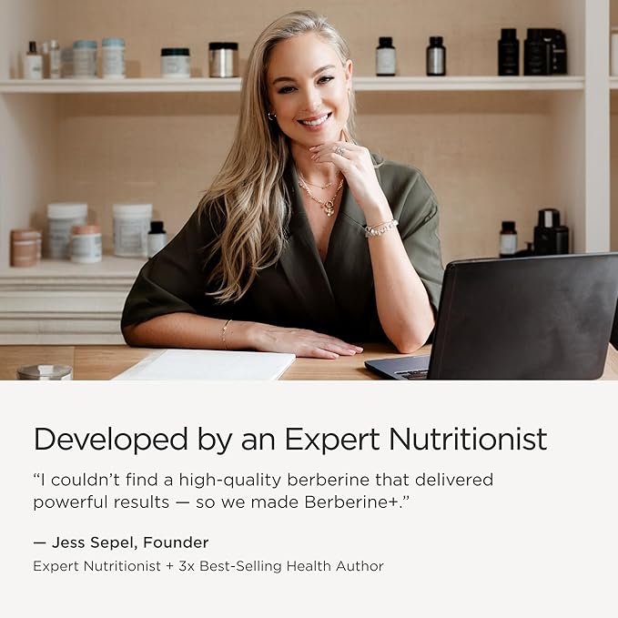 JSHealth Berberine Supplement with Berbevis for Metabolic Health Support. Higher Strength for Blood Sugar Already in the Normal Range and Body Composition. By Nutritionist Jessica Sepel (60 Capsules)