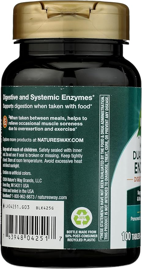 Nature's Way Mega-Zyme, Pancreatic & Systemic Enzymes*, Relieves Occasional Muscle Soreness Due to Overexertion and Exercise,* Digestive Support*, 100 Tablets (Packaging May Vary)
