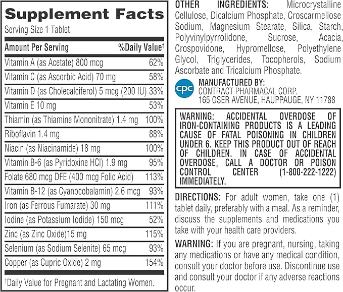 Earth's Splendor Prenatal Multivitamin: Supports a Healthy Pregnancy, Growth/Brain Development for Baby, Folic Acid, Iron, Non-GMO, MMS Studied Formulation - 6 Month Supply, 180 Tablets