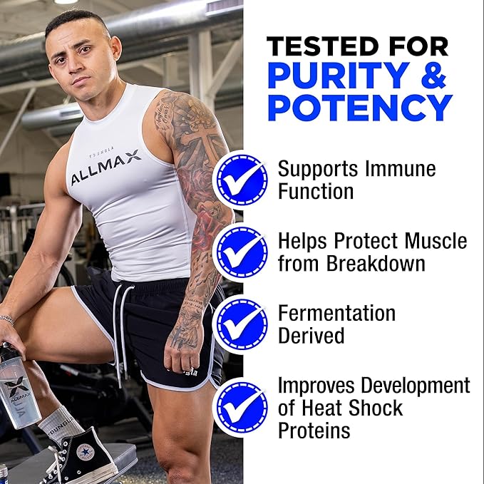 ALLMAX L Glutamine Powder 100g, Fermented L-Glutamine Powder Pure, Unflavored Glutamine Supplement for Gut Health, Recovery & Immune Support, Vegan, Gluten Free