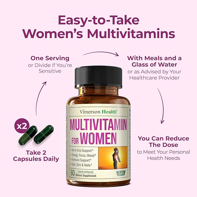 Multivitamin for Women with Vitamins and Minerals for Energy, Focus and Immune Health + Probiotics for Women & Men with Prebiotics – 40 Billion CFU Probiotics for Digestive & Gut Health
