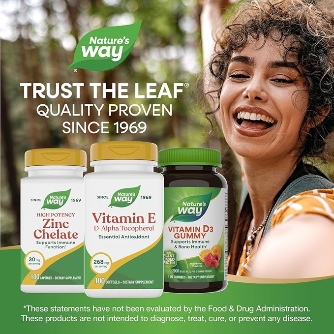 Nature’s Way Vitamin E D-Alpha Tocopherol - 268 mg per serving - Antioxidant – Essential Nutrient for Heart Muscle Cells* - Gluten Free - 100 Softgels