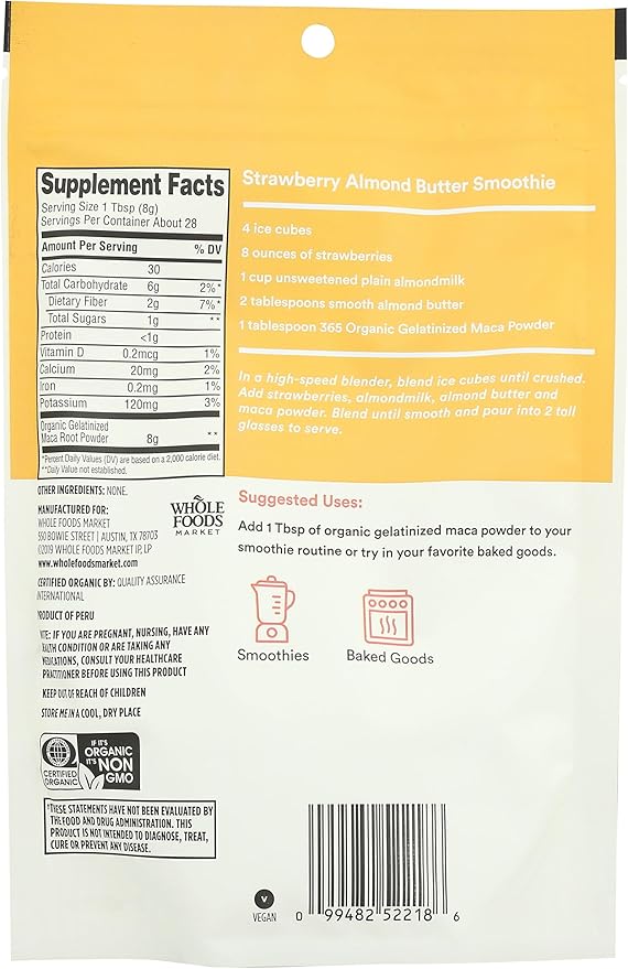 365 by Whole Foods Market, Organic Gelatinized Maca Powder, 8 Ounce