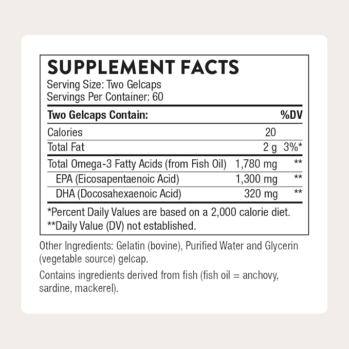 THORNE - Super EPA Pro - Omega-3 Fish Oil Supplement with EPA & DHA from Sustainably Sourced Cold-Water Fish - Promotes Blood Lipid Support* - Third-Party Certified - Gluten & Dairy-Free -120 Softgels