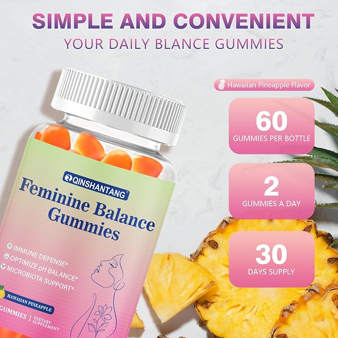Pineapple Gummies for Women pH, 2 Pack, Premium Feminine Balance Gummies for Women | Boosts Body Health, pH Balance & Immune Support | Sugar Free, Vegan, Non-GMO, Gluten-Free