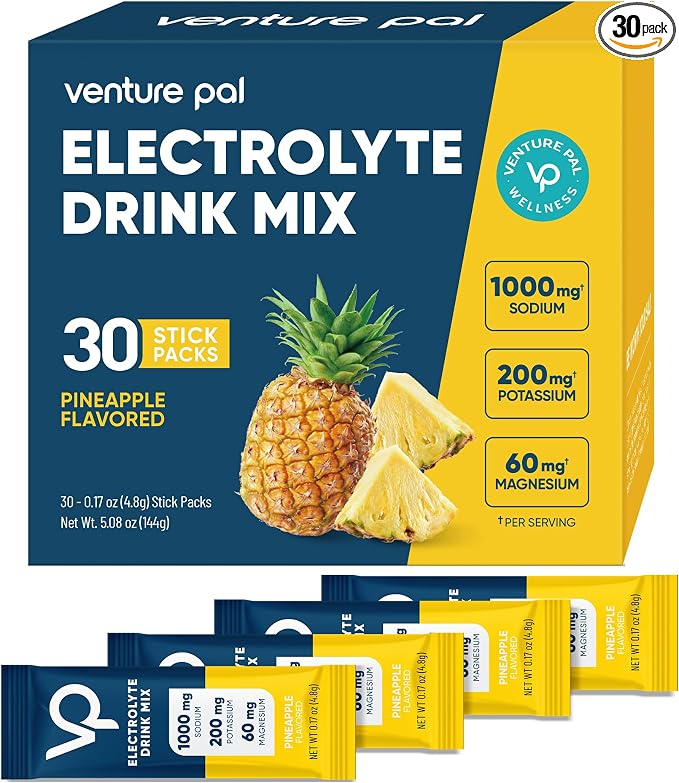 Venture Pal High Sodium Sugar Free Electrolytes Powder Packet, Zero Calories Hydration Packets with Vitamin, Sodium, Potassium & Magnesium, Electrolyte Drink Mix, Vegan, Keto Friendly, 30 Count