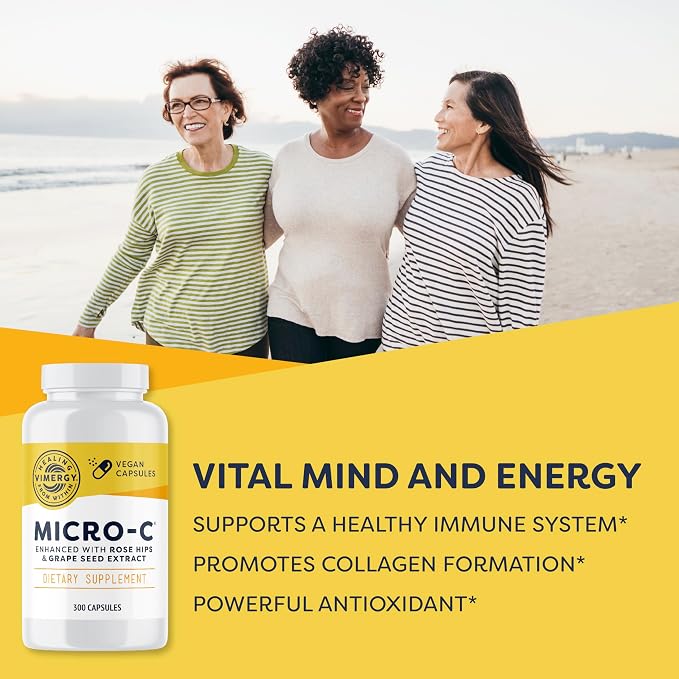 Vimergy Micro-C® Vitamin C Capsules – 500mg per Capsule, Supports Immune Health*, Promotes Collagen Production, Supports Healthy Bones*, Kosher, Vegan & Gluten-Free, Value Size 300 Capsules