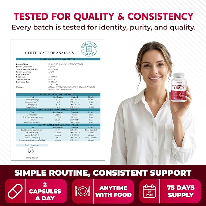 D-Mannose with Cranberry, Uva Ursi, Hibiscus, Ginger, Black Pepper - Supports Urinary Tract Health, Bladder Cleanse