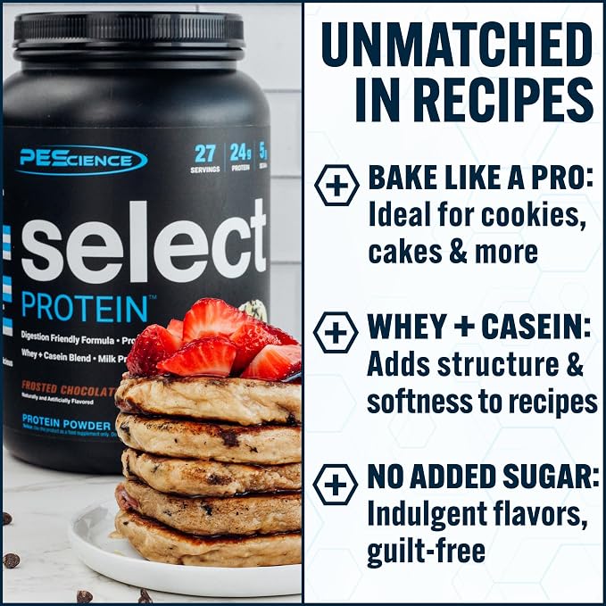 PEScience Select Protein Powder, Whey and Casein Blend, Lean Protein Powder for Women and Men, Low Calorie, Low Carb, Keto Friendly, Gluten Free, Frosted Chocolate Cupcake - 5 Servings