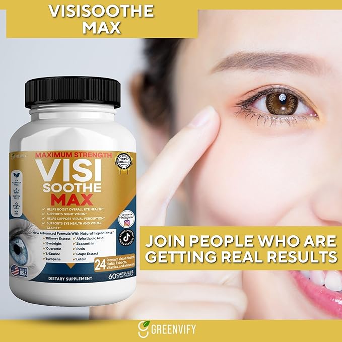 Vision Soothe Max Eye Health Supplement, 60 Capsules, 24 Herbal Extracts with Vitamins and Minerals, Maximum Strength (5)