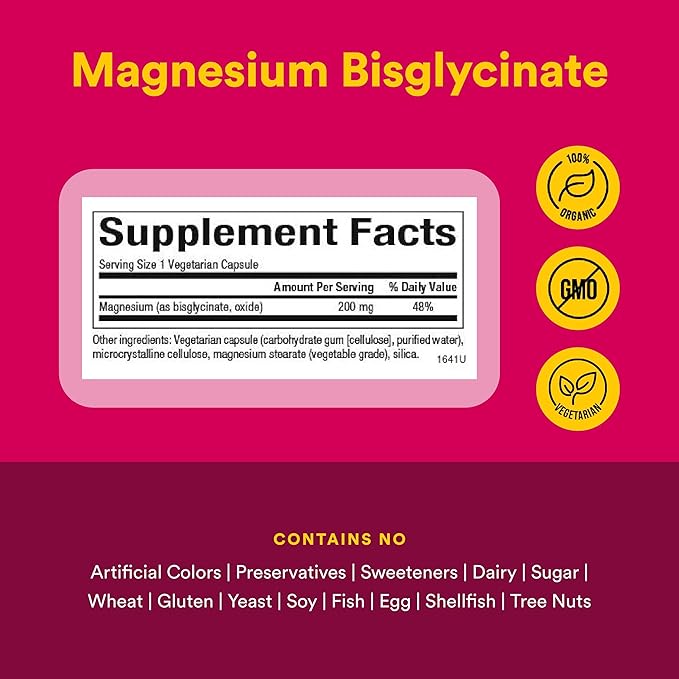 Natural Factors Magnesium Bisglycinate - Whole-Body Health Support Supplement - Natural Magnesium Supplement Supports Bone Strength & Health - 120 Vegetarian Capsules (120 Servings)