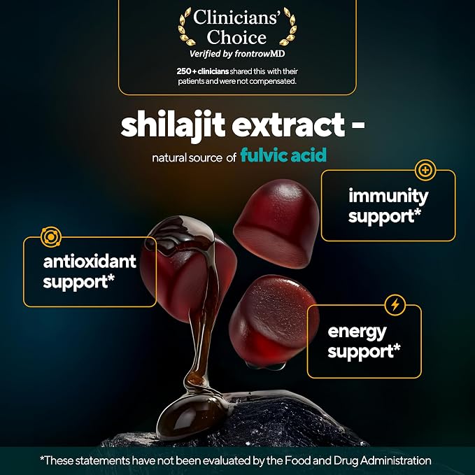 VitaUp Himalayan Shilajit Gummies for Men & Women – Sugar-Free Shilajit Gummies with Fulvic Acid – Pure Energy, Immune & Healthy Aging Support – 60 Gummies