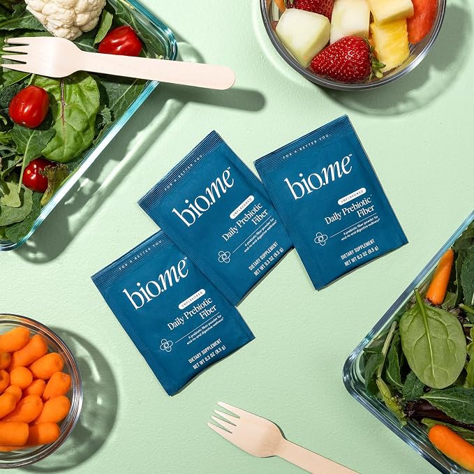 Bio.me Daily Prebiotic Fiber Powder Unflavored - 20 Travel Packs, 7g Per Serving - Soluble & Insoluble Fiber Supplement for Women & Men - Digestive Health & Gut Health - GLP-1 Friendly, Sugar Free