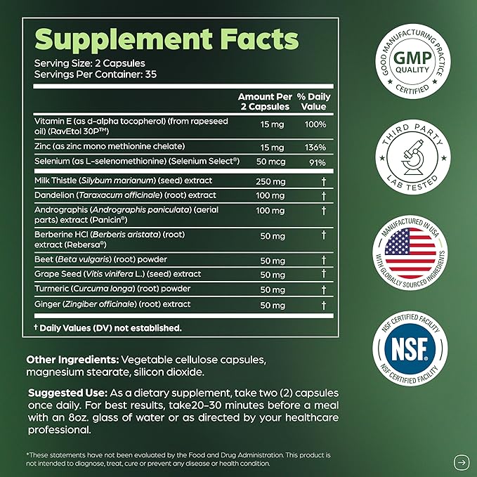 Sandhu's Liver Cleanse Detox & Repair Support Capsules with Milk Thistle & Dandelion Root | Herbal Supplement Pills for Liver Health | for Men & Women | Made in USA | Viral on Tiktok | 140 Count