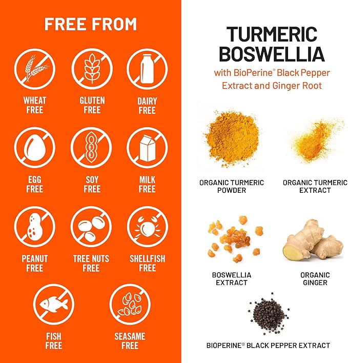 NatureWise Turmeric Boswellia Supplement with BioPerine & Organic Ginger Root - Organic Turmeric 900mg + Boswellia Extract 600mg - Non-GMO, Vegan, USA Manufactured - 60 Capsules[30-Day Supply]