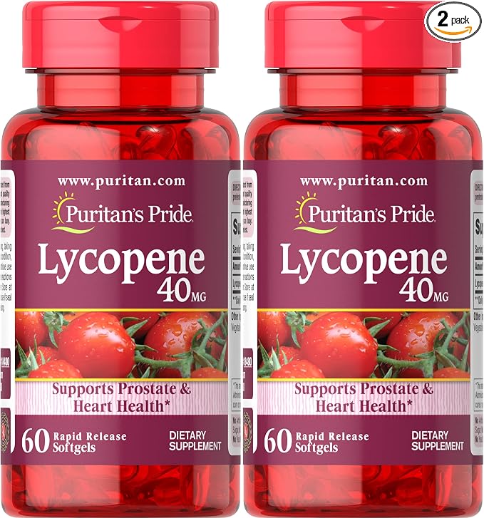 Puritan's Pride Premium Lycopene 40mg, Dietary Supplement for Prostate, Antioxidant, Heart Health, and Overall Health Support, 2 Month Supply, 60 Rapid Release Softgels, 2 Pack