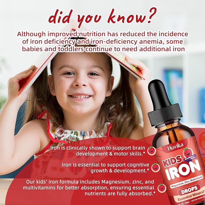 Liquid Iron Supplement for Kids & Women Men - with Magnesium, Zinc & Kids Multivitamin Iron Drops - Immune Support, Blood Builder & Energy Support for Iron Deficiency, Anemia, Vegan 2 Fl Oz