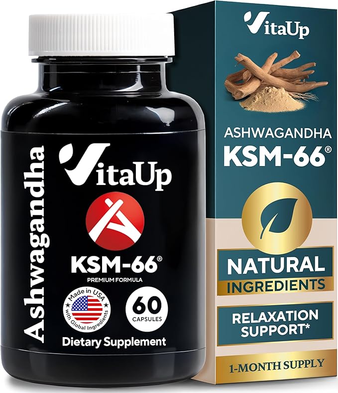 Ashwagandha KSM 66 with Black Pepper - USA Made KSM-66 Ashwagandha Supplements for Energy, Relaxation and Normal Cognitive Function - 60 Caps
