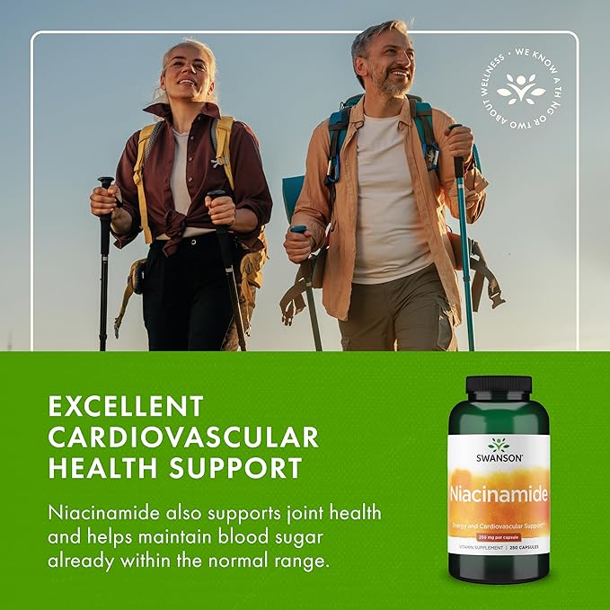 Swanson Niacinamide Vitamin B3 Supplement for Heart-Health-Conscious Adults Supporting Joint Health and Energy Production (250 Capsules, 250 mg Each)