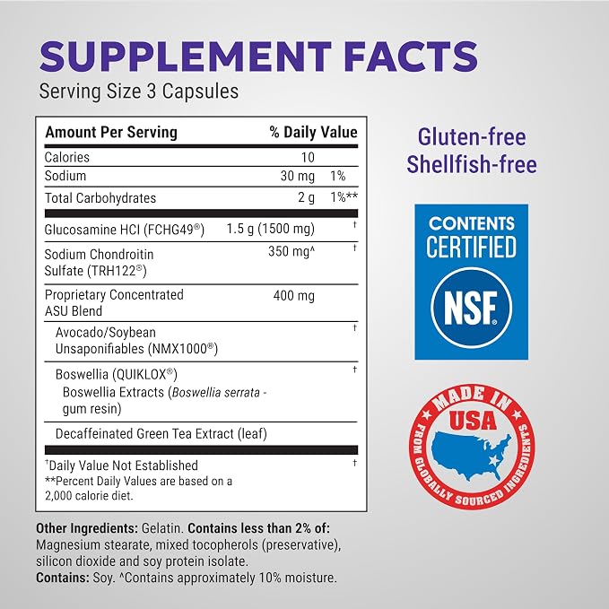 Nutramax Laboratories Cosamin® ASU Joint Health Supplement with Glucosamine, Chondroitin & ASU for Adult Men & Women, Joint Supplement, 230 Capsules