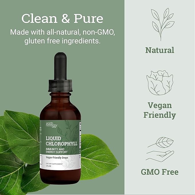 Earth Harmony Organic Lugol's Iodine 2% Solution & Liquid Chlorophyll - 2 Fl Oz Each
