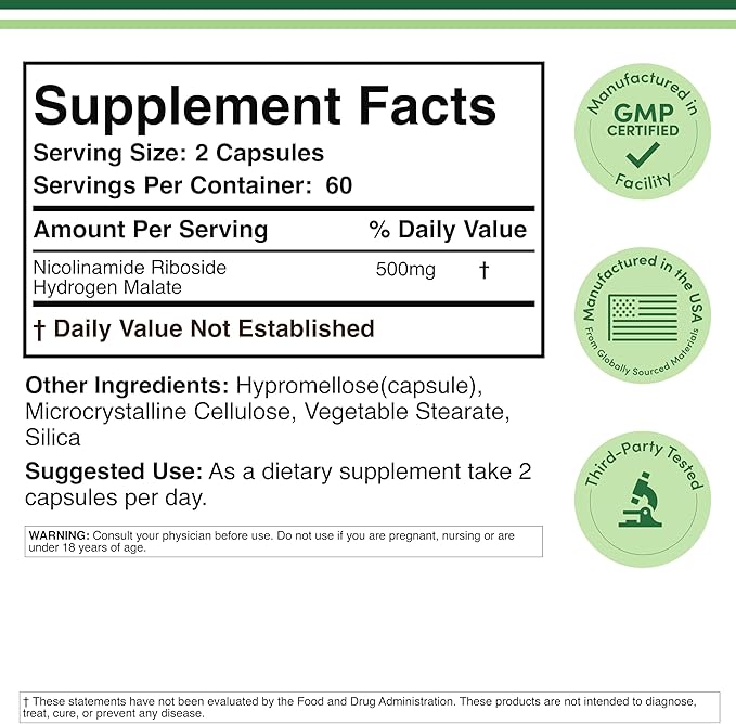 Nicotinamide Riboside - NAD Supplement to Boost Levels of NAD+ by Double Wood
