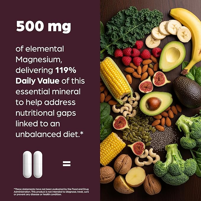 Complete Magnesium Complex 500mg for Women & Men | 120 Capsules | 6 in 1 Mag Supplement with Zinc | Quality Sleep & Muscle Health | Glycinate, Citrate, Malate, Oxide, Aspartate, Lysinate Glycinate