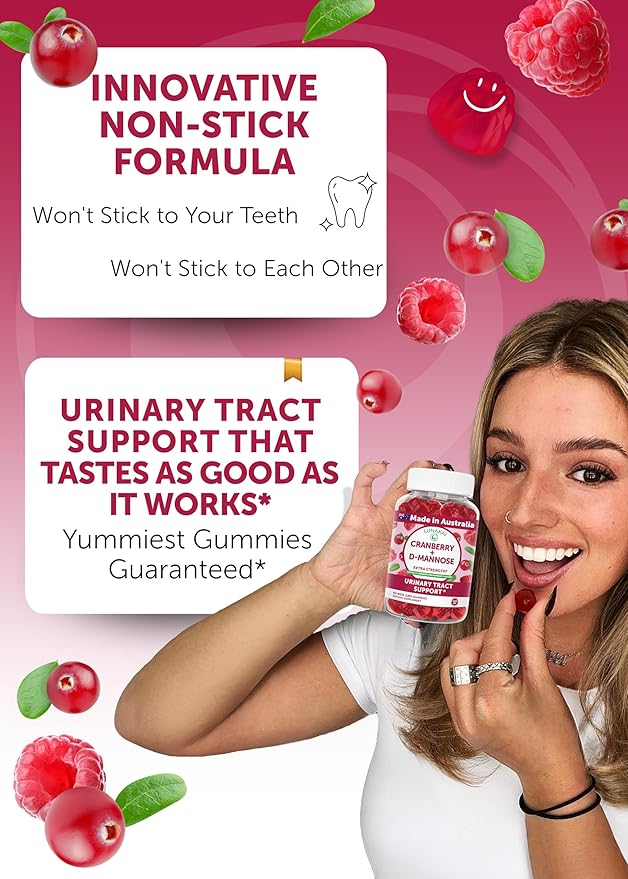 Lunakai Cranberry Gummies for Women 1500mg (50:1 Extract) with D-Mannose 200mg - Daily Cranberry Supplement for Urinary Tract Health & Bladder Support, Non-GMO – Made in Australia – 60ct