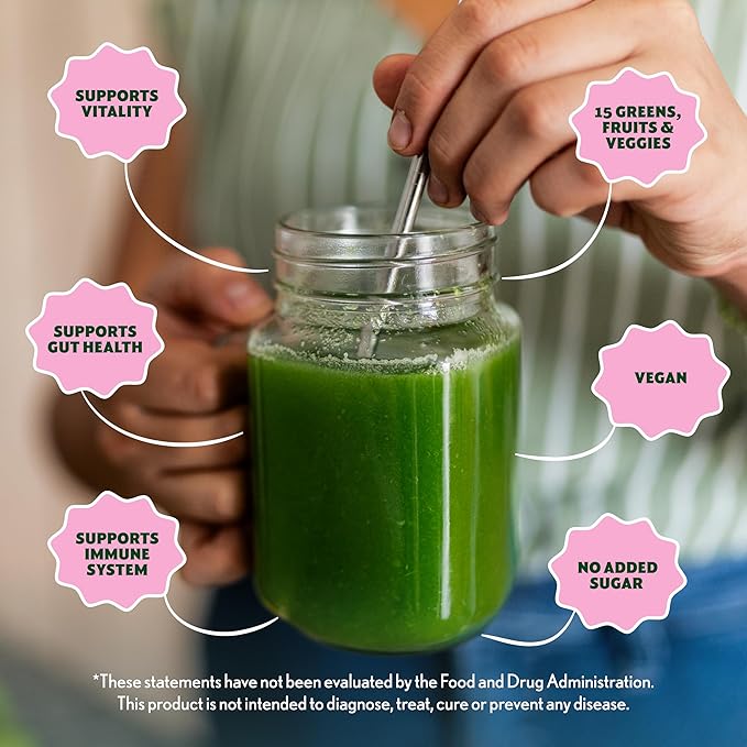 Amazing Grass Greens Superfood Powder: Greens Powder with Digestive Enzymes & Probiotics,Organic Spirulina,Chlorella,and Beet Root Powder,Berry,30 Servings (Packaging May Vary),(Pack of 2)