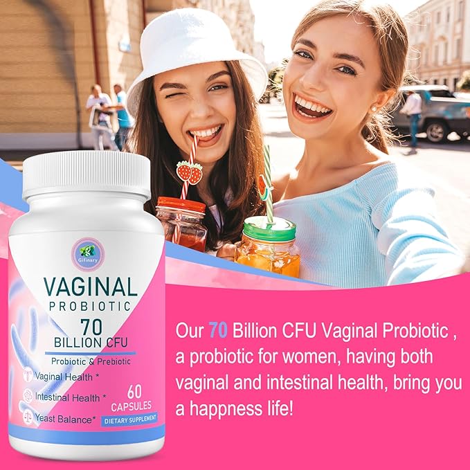 Vaginal Probiotics, PH Balance for Women, 70 Billion CFUs Womens Probiotic for Vaginal health, Urinary, Odor Control, Flor, Ph Balance & Hormone, with Prebiotic & D-Mannose - Shelf Stable, 60 Caps