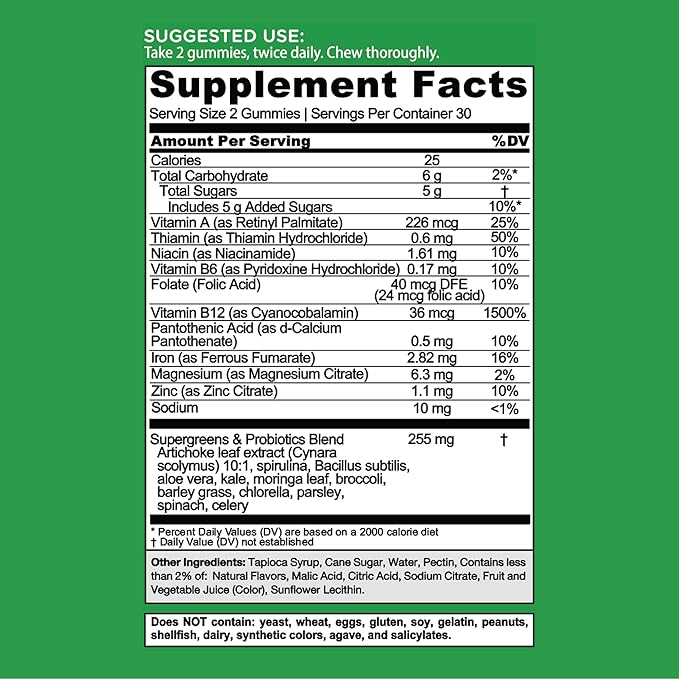 Goli SuperGreen Vitamin Gummy - 300 Count - Essential Vitamins and Minerals - Plant-Based, Vegan, Gluten-Free & Gelatin Free - Health from Within, Pack of 5