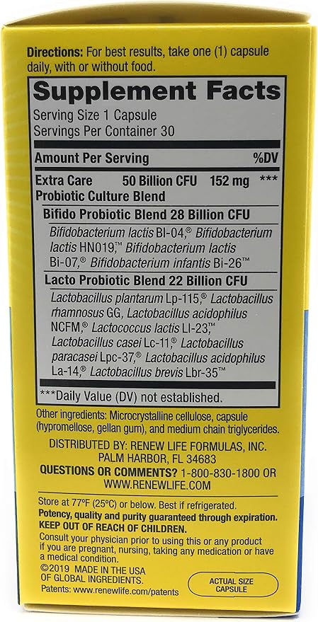 Renew Life Ultimate Flora Extra Care Probiotic 50 Billion, 30 Ct