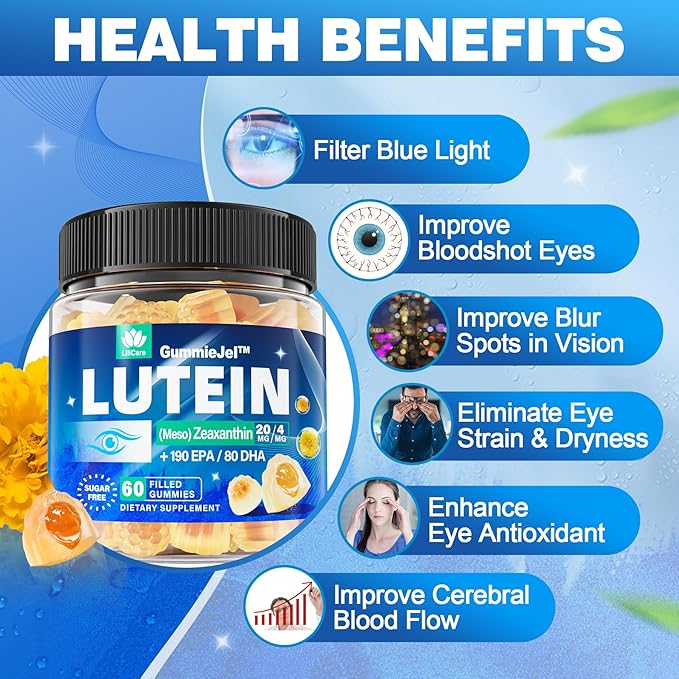 Sugar Free Lutein 20mg 40mg & Vegan Omega3 Gummies 1280mg