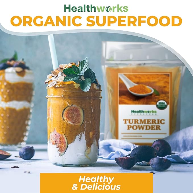 Healthworks Superfoods Organic Turmeric Powder - 8 Oz - Ground Raw Organic, Curcumin, Keto, Paleo, Vegan and Non-GMO