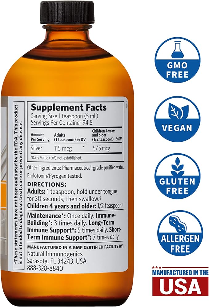 Argentyn 23 Professional Immune Support - Colloidal Silver, Bio-Active Silver Hydrosol, 23 ppm, Liquid Twist Top, 16 Fl Oz (473 mL)