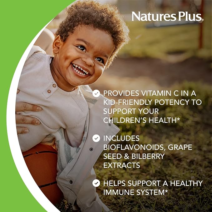 NaturesPlus Animal Parade Vitamin C Children's Chewable - Natural Orange Juice Flavor - 90 Animal-Shaped Tablets - Vegan, Vegetarian, Gluten Free - 45 Servings