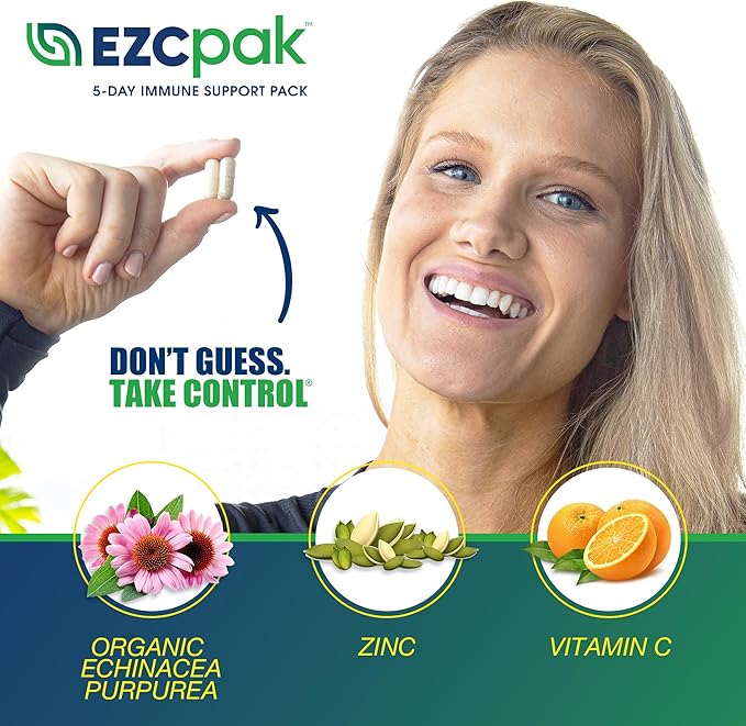 EZC Pak 5-Day Tapered Immune Support Booster - Vitamin Immune Support Supplement, Echinacea, Zinc Vitamin C, Vitamins for Immune System Support, Immune Boosters for Adults - Immune Support Vitamins