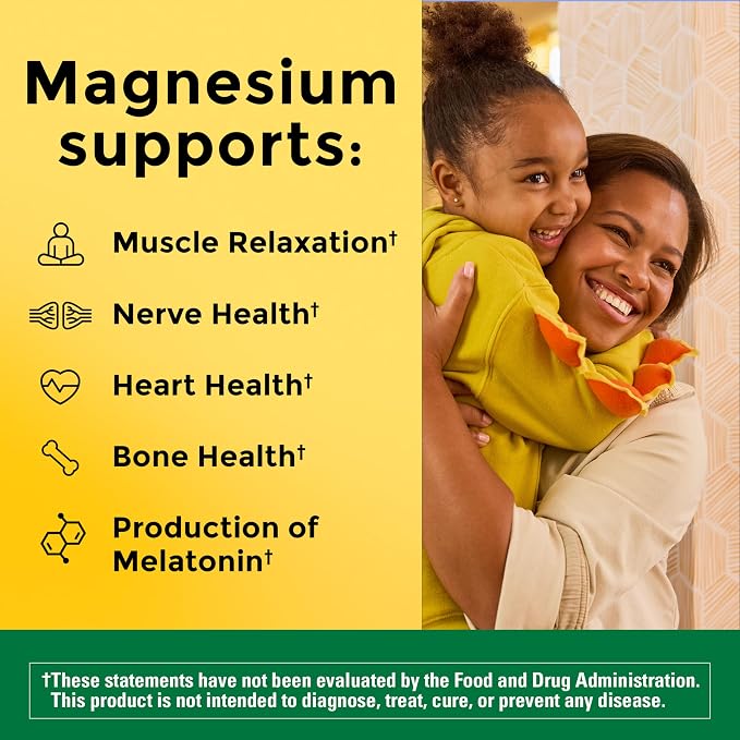 Nature Made High Absorption Magnesium Glycinate Gummies 100 mg per Serving, Muscle, Nerve, Bone and Heart Support, Magnesium Supplement, 40 Magnesium Gummies, 20 Day Supply
