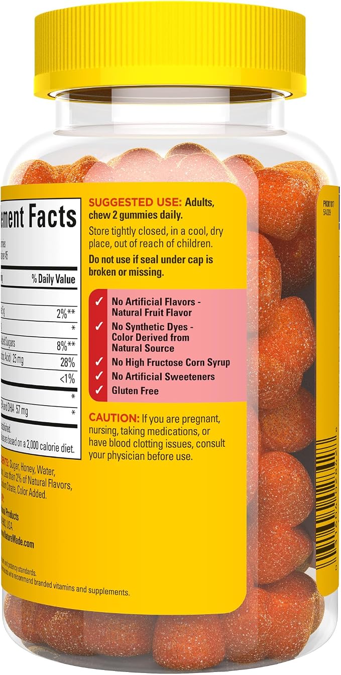 Nature Made Fish Oil Omega 3 Gummies,Omega 3 Fish Oil Supplements,Healthy Heart Support,90 Gummies,45 Day Supply,(Pack of 2)