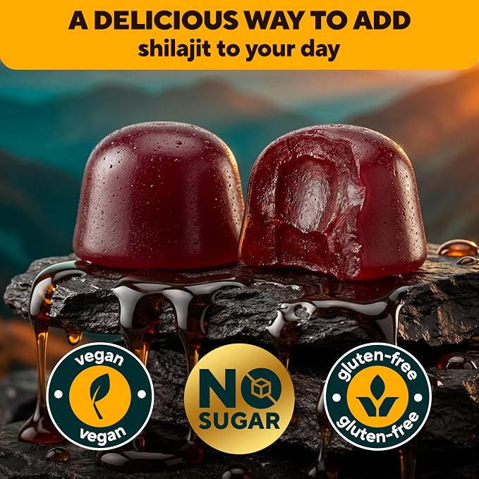VitaUp Himalayan Shilajit Gummies for Men & Women – Sugar-Free Shilajit Gummies with Fulvic Acid – Pure Energy, Immune & Healthy Aging Support – 60 Gummies