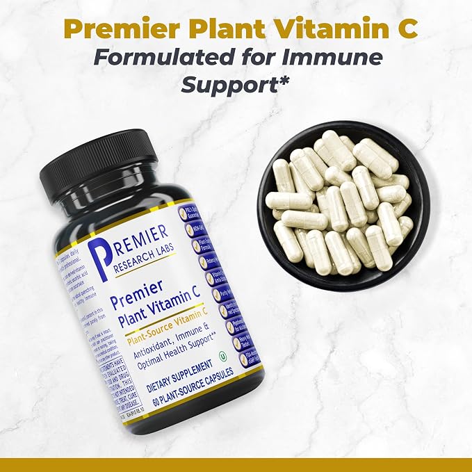 Premier Research Labs Vitamin C Supplement - Natural Vitamin C, Whole Food Vitamin C, Essential C Complex, Pure with Bioflavonoids & Organic Ingredients - 60 Vegetarian Capsules (Pack of 2)